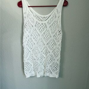 White Crochet Knit Tank Top